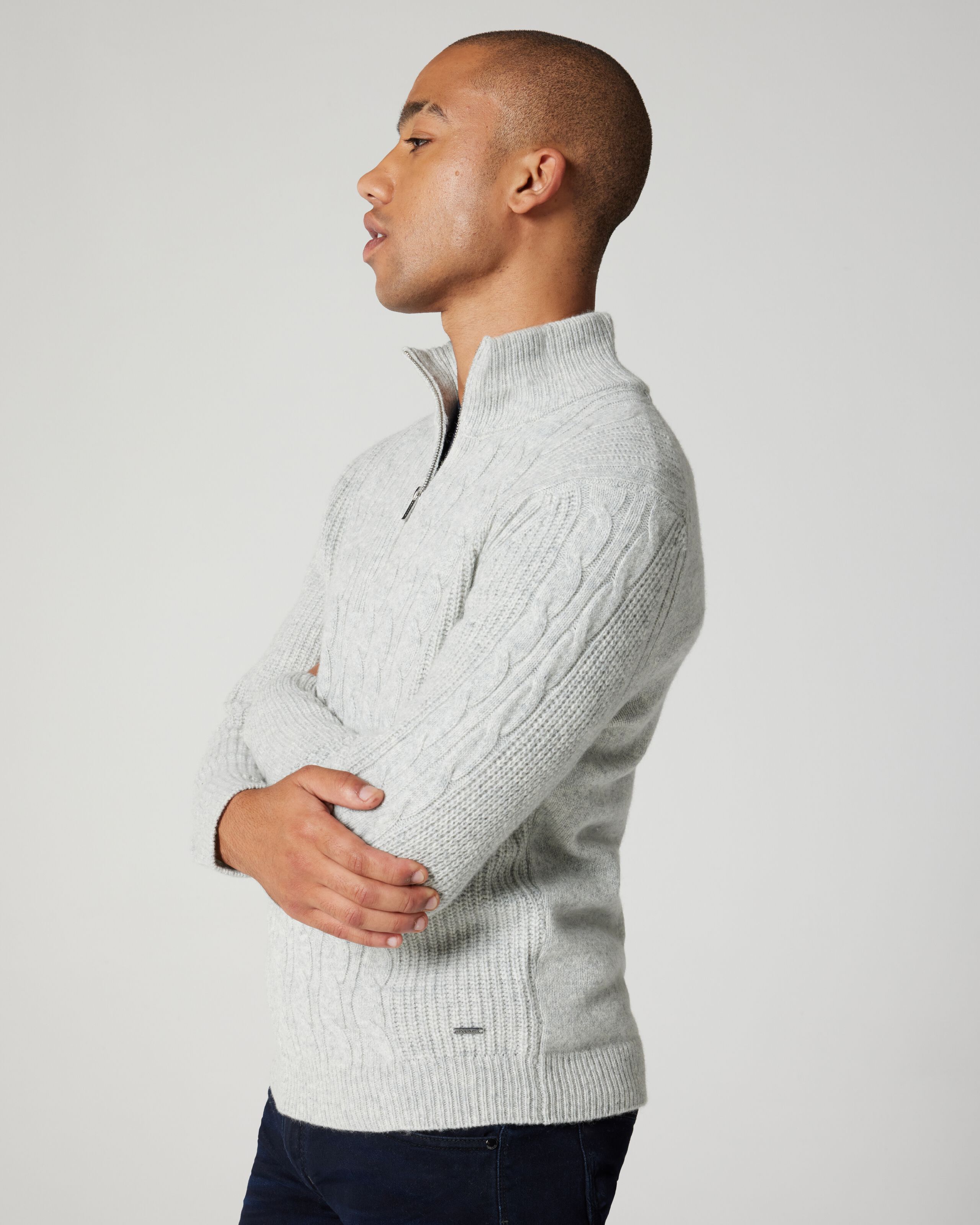 Half zip cable knit sweater best sale